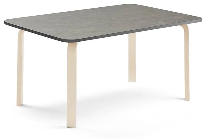 Stôl ELTON, 1400x700x590 mm, linoleum - tmavošedá, breza