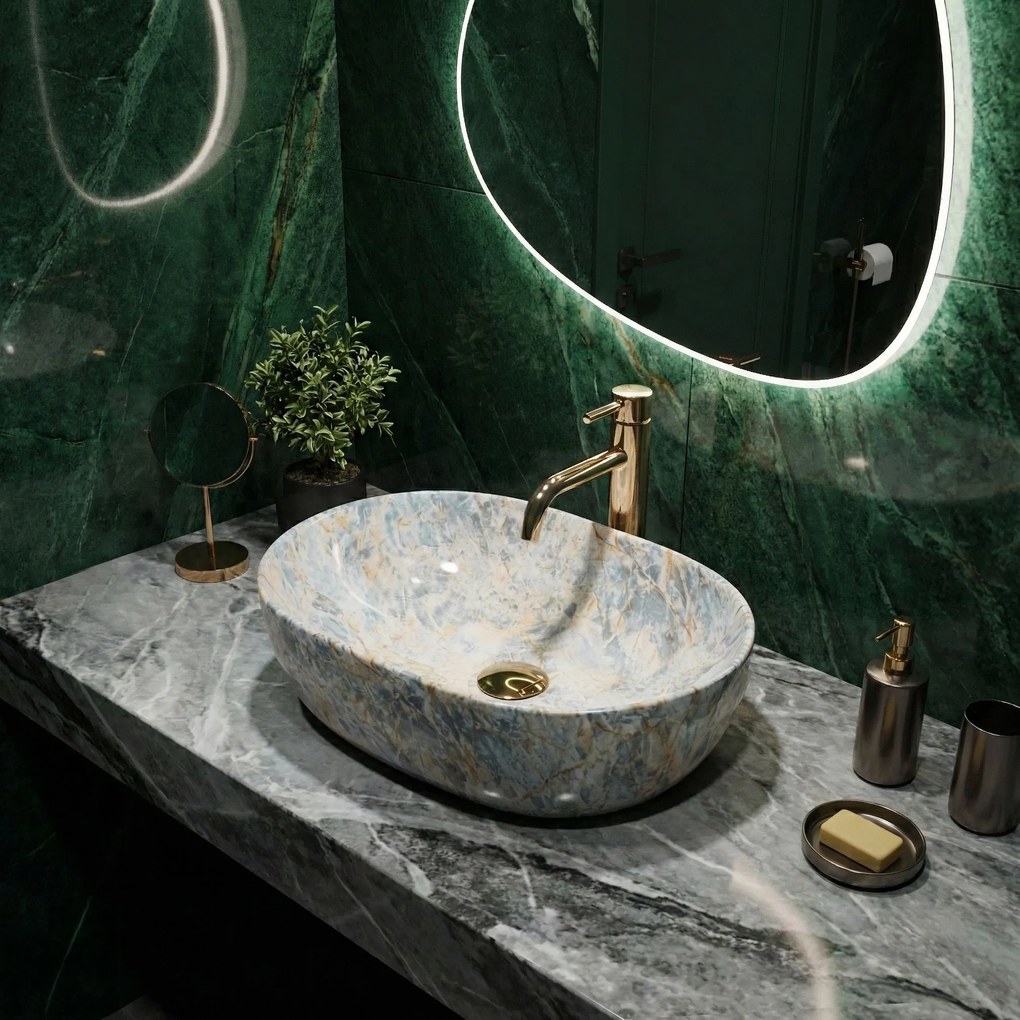 Rea Amelia, umývadlo na dosku 480x345x135 mm, imitácia kameňa, REA-U0625