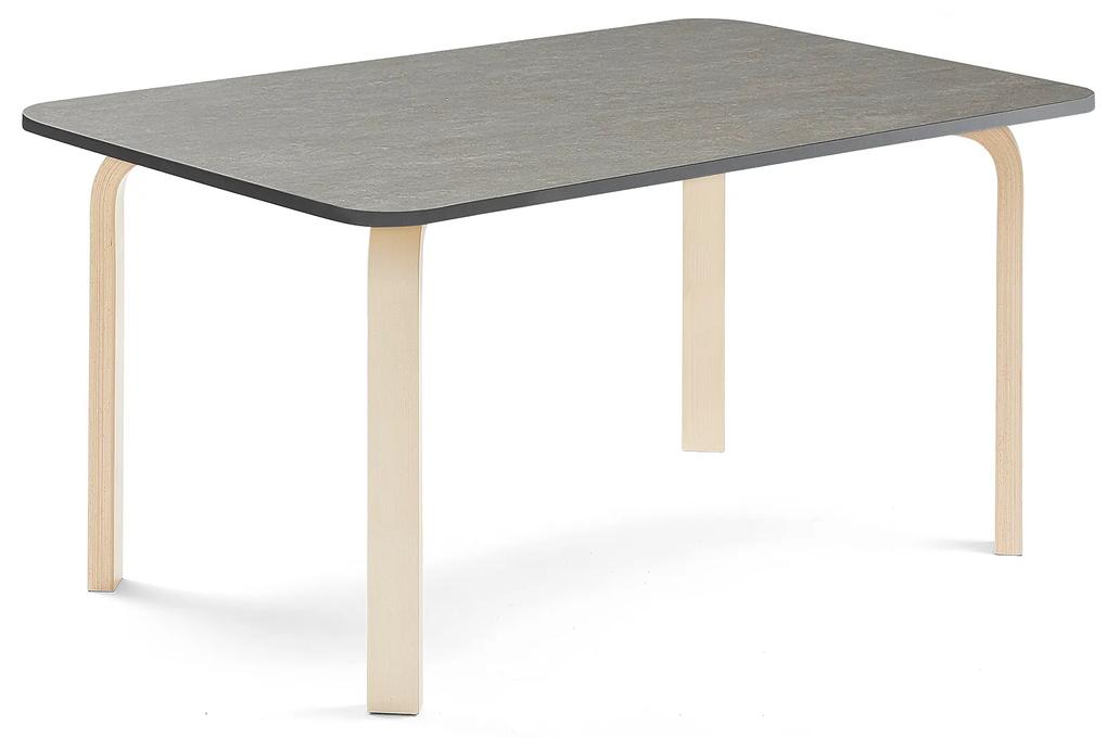 Stôl ELTON, 1200x800x590 mm, linoleum - tmavošedá, breza