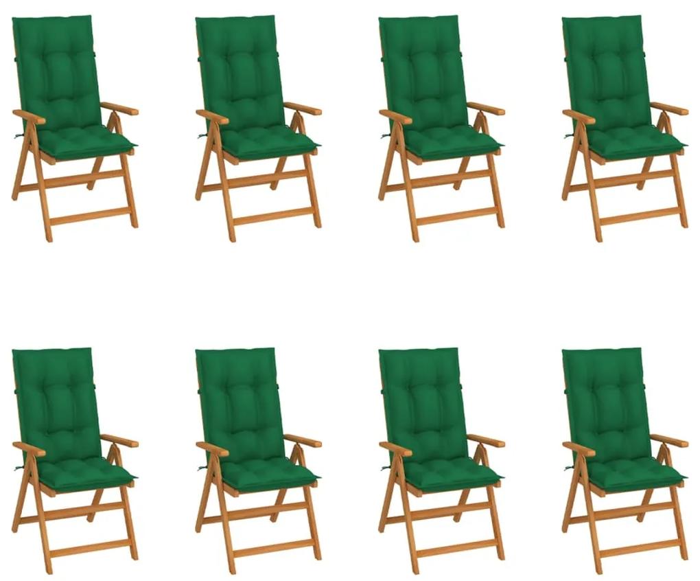 Sklápacie záhradné stoličky s podložkami 8 ks tíkový masív 3072561