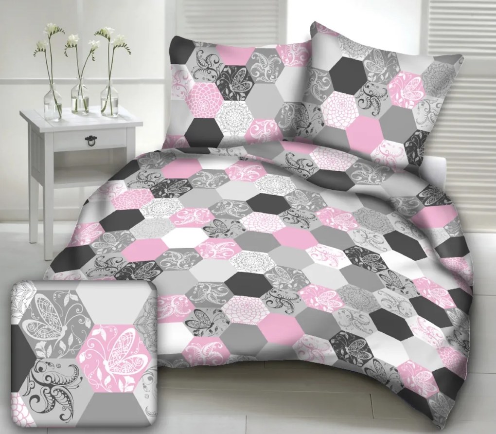 Obliečky krepové Katrin ružové TiaHome - 1x Vankúš 90x70cm, 1x Paplón 140x200cm