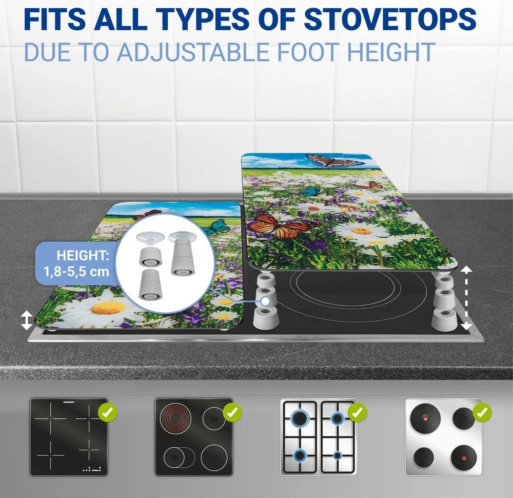 Kryty na sporák z tvrdeného skla v súprave 2 ks 52x30 cm Summer Meadow – Maximex