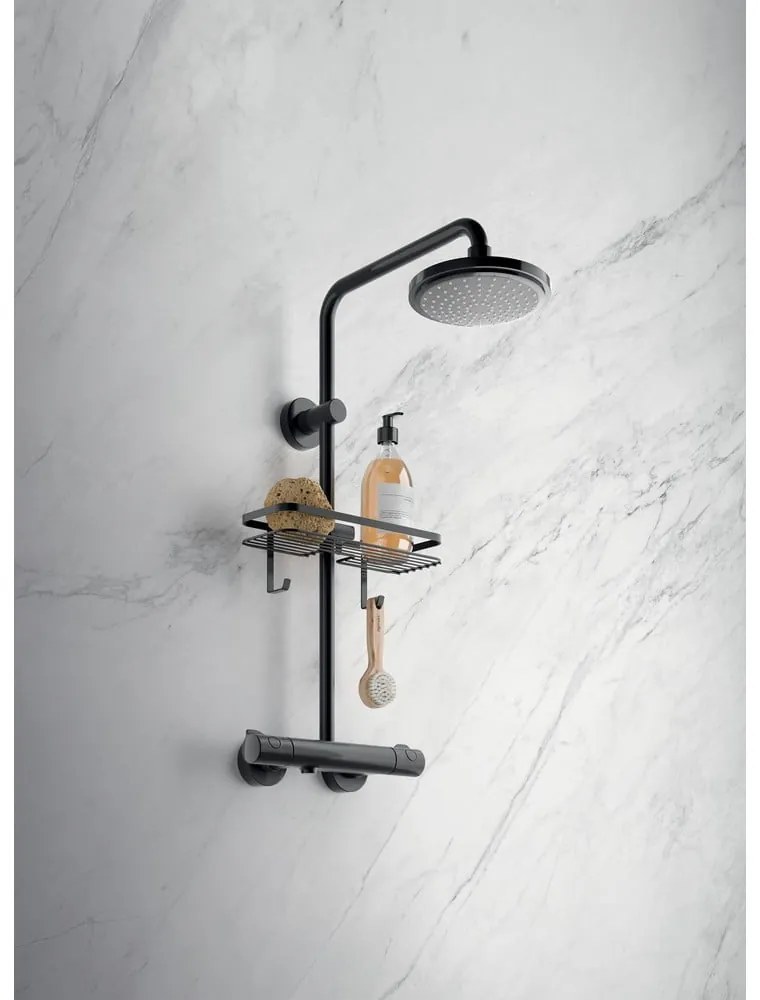 Čierna kúpeľňová polica Metaltex Origin