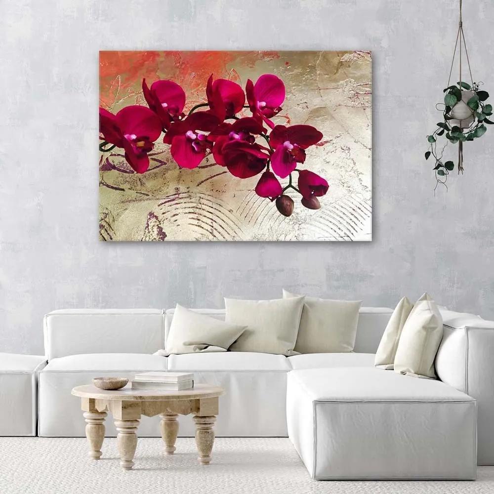 Obraz na plátně Růžová orchidej Květina Textura - 120x80 cm