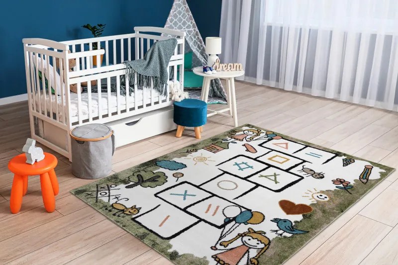 Dywany Łuszczów, Detský kusový koberec Fun Hop green, 160x220, viacfarebná, detská izba