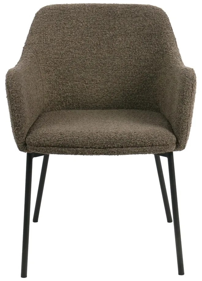 Hnedé čalúnené jedálenské kreslo s podrúčkami Melilla – House Nordic