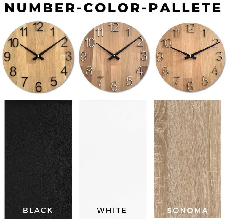 Nástenné hodiny drevené s vyrezávanými číslicami I SENTOP FB-MAS016-OSMO-3041-heads-black