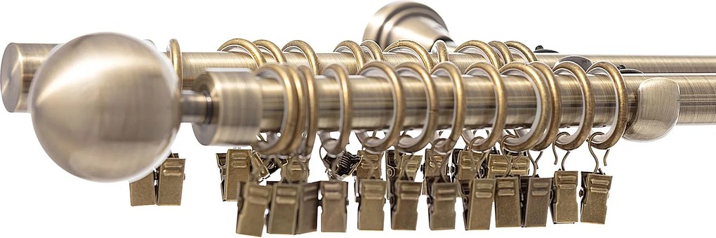 Dvojitá garniža Elegant antique brass160cm