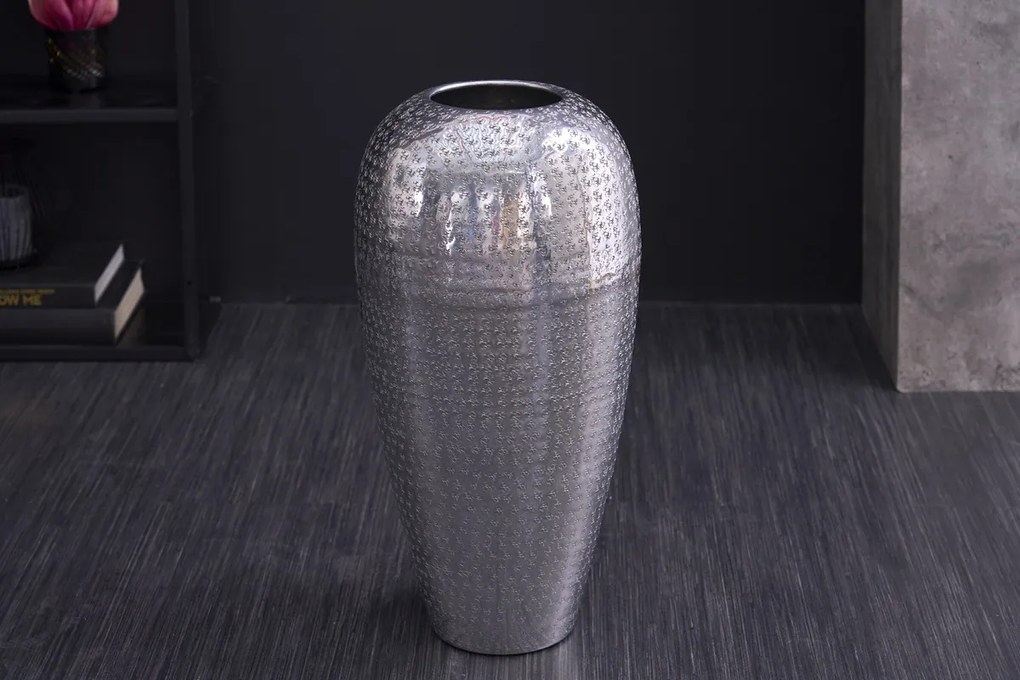Dizajnová váza Khalil 50 cm strieborná