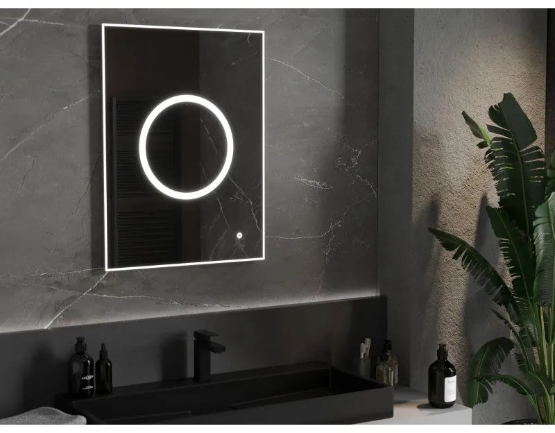 Mexen Koga, LED kúpeľňové zrkadlo s podsvietením 60 x 80 cm, 6000K, ochrana proti zahmlievaniu, 9821-060-080-611-00