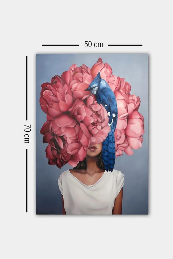 Obrázok WOMAN WITH PEONY 50x70 cm ružový