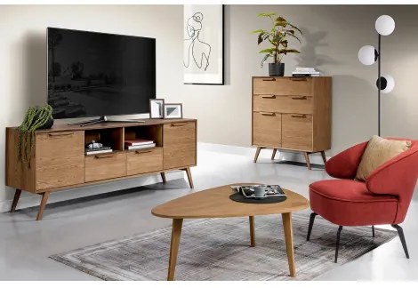 Komoda Leo 12 II 105 cm z masivu dub Rustikal karamelový