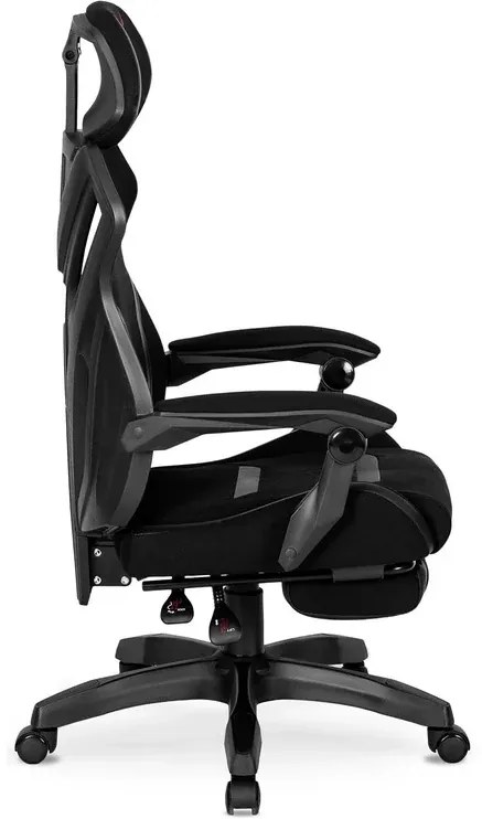 Herná stolička Maximo s podnožkou čierna