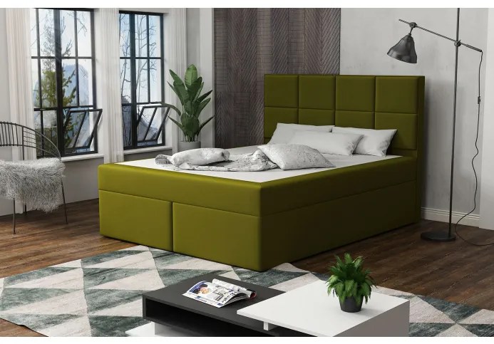 Čalúnená posteľ s prešívaním 120x200 BEATRIX - zelená