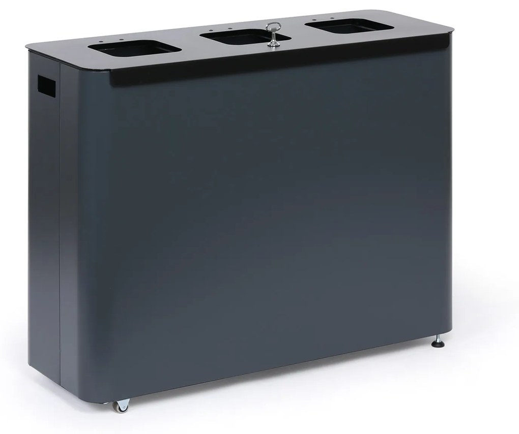 Alda Odpadkový kôš na triedený odpad, 3 x 60 l, lakovaný sivý