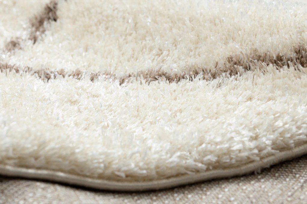 Koberec FLUFFY 2373 shaggy mriežka krém / béžový