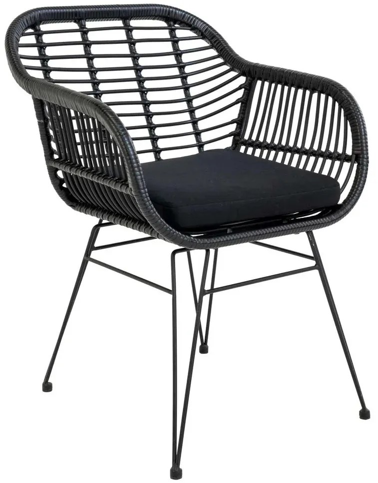 Moderná stolička TRIESTE s lakťovými opierkami 60x82 cm čierna