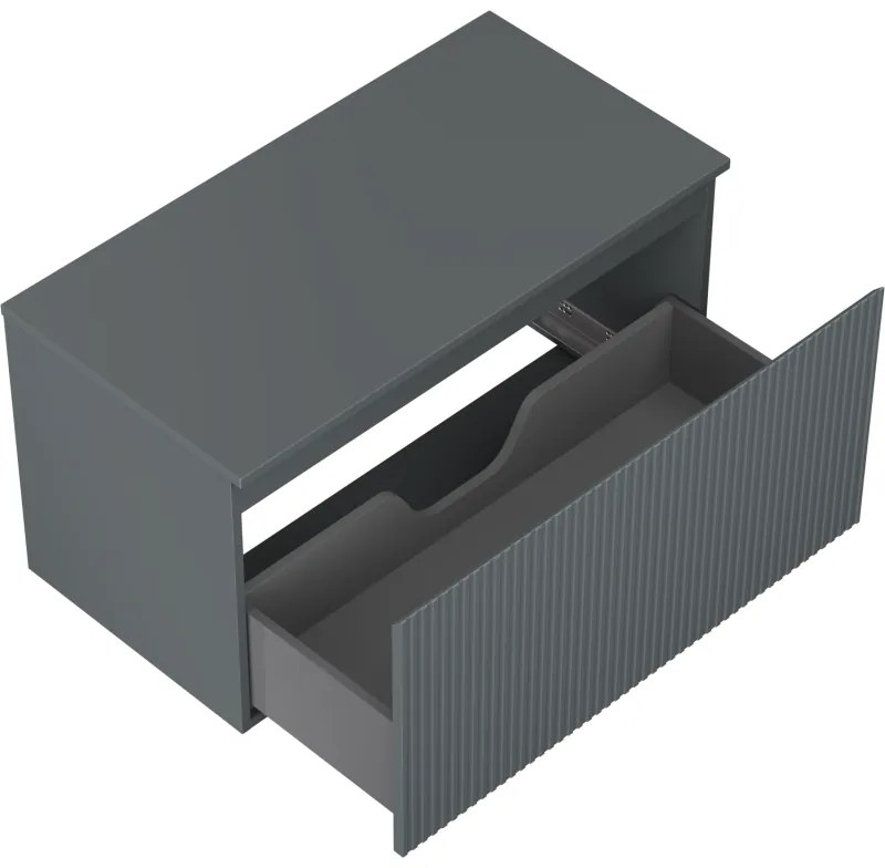 Mexen Rivel, kúpeľňová skrinka 90 cm s hornou časťou, 1 zásuvka, drážkovaná, grafit matná - 91A20-09047-1-BFC66