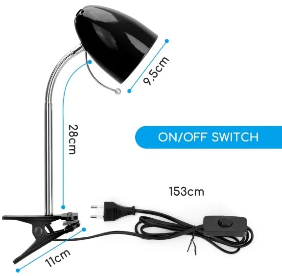 Aigostar - Stolná lampa s klipom 1xE27/11W/230V čierna/chróm