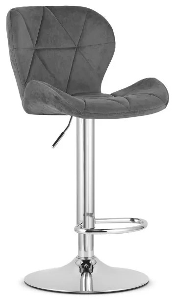 Barová stolička WEST zamatová, sivá (chrómová noha)