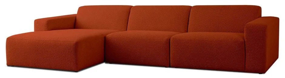 Rohová pohovka z textílie buklé v tehlovej farbe (ľavý roh) Roxy – Scandic