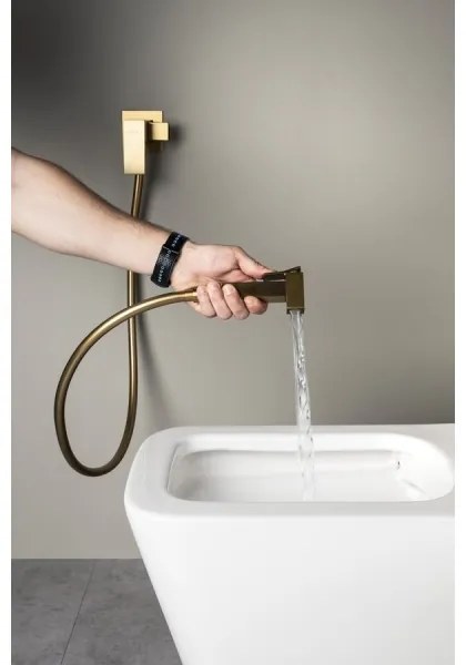 Sapho - Bidetová batéria CUBEMIX so sprškou pre podomietkovú inštaláciu, matná zlatá