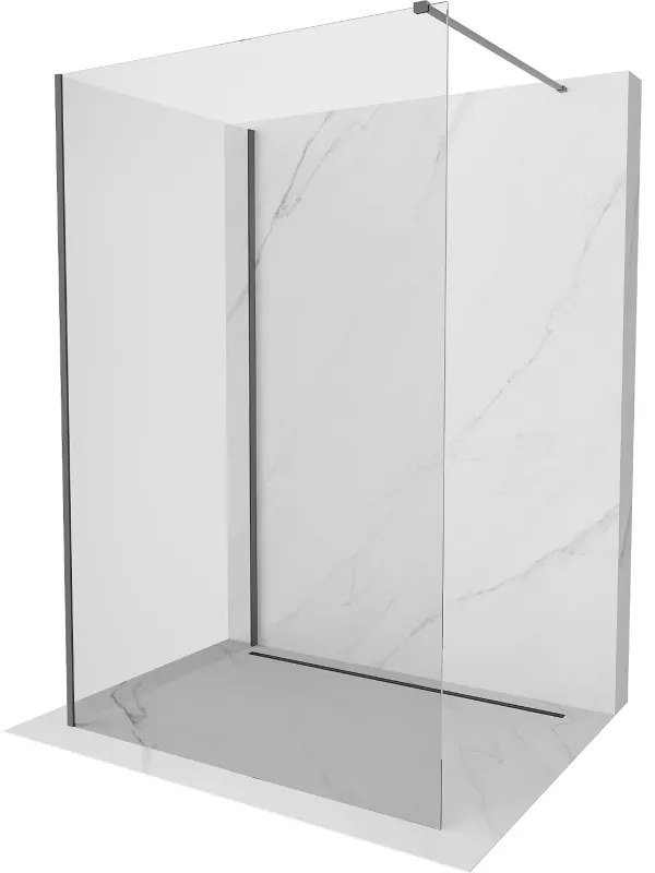 Mexen Kioto, 2-stenová sprchová zástena Walk-In 140 x 90 cm, 8mm číre sklo, grafitový profil, 800-140-212-95-00-090