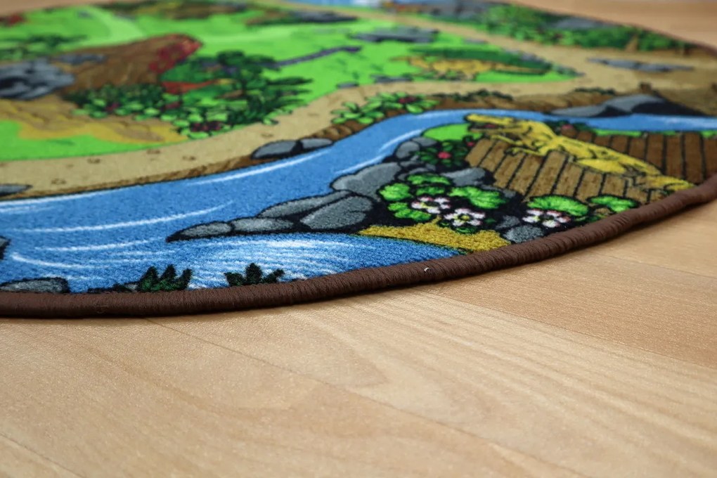 Vopi, Detský kusový koberec Dino kruh, 200x200 (priemer) kruh, viacfarebná, detská izba