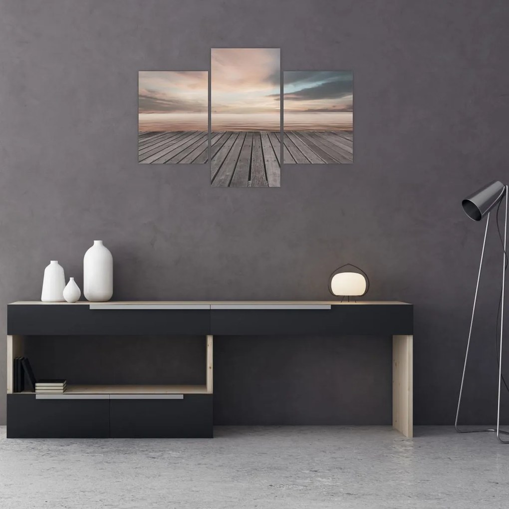 Obraz - Mólo pri západe slnka (90x60 cm)