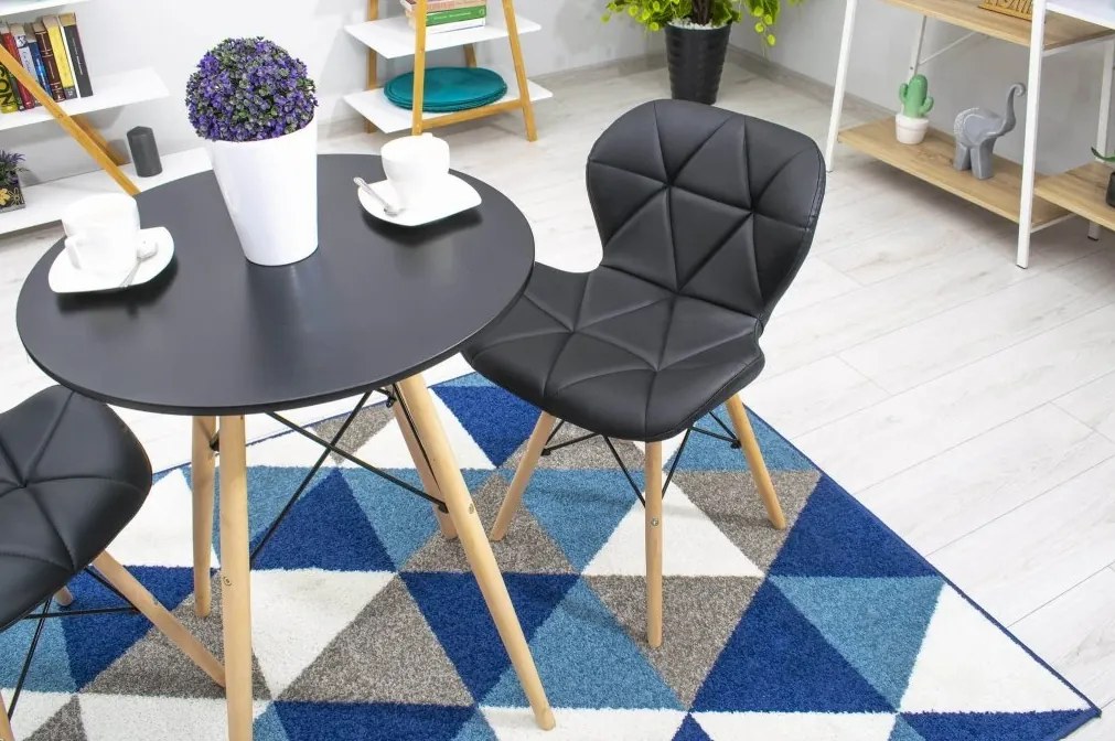 Jedálenský stôl 60 cm čierny/ hnedé nohy