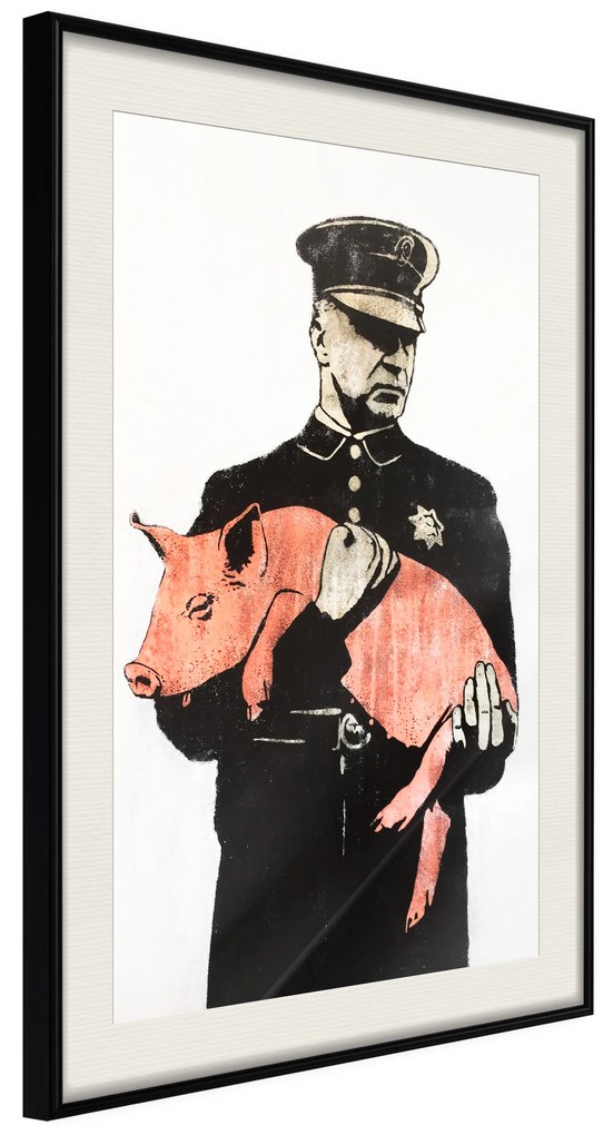 Artgeist Plagát - Police Pig [Poster] Veľkosť: 30x45, Verzia: Čierny rám s passe-partout