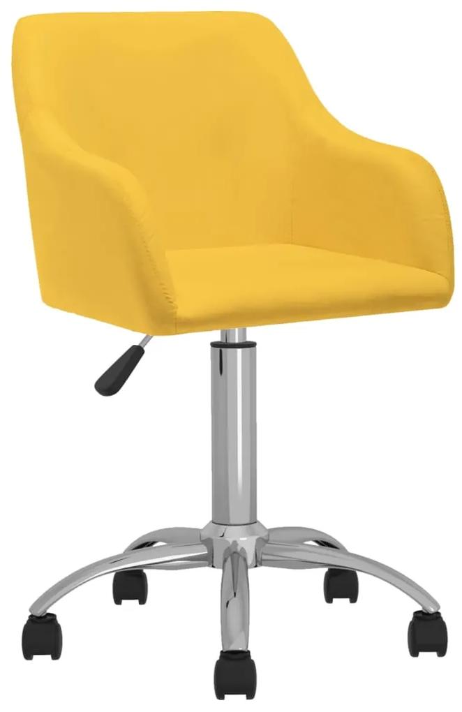 vidaXL Otočná kancelárska stolička žltá látková