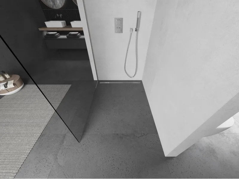 Mexen Kioto L, sprchová zástena Walk-In 100 x 200 cm, 8mm číre sklo, brúsená oceľ profil, 800-100-103-97-00