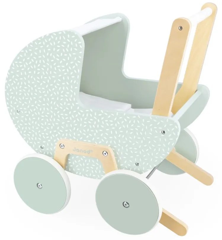 Drevený kočík pre bábiku s perinkou a vankúšikom - Zen