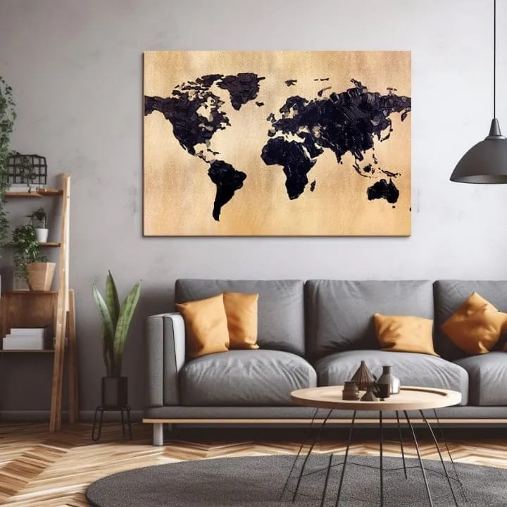 Zlatý dotyk na plátne World in Gold 60x90 cm