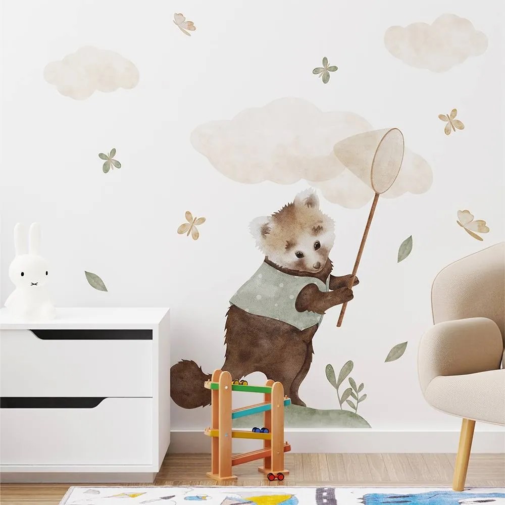 Gario Detská nálepka na stenu Magical animals - medvedík so sieťkou