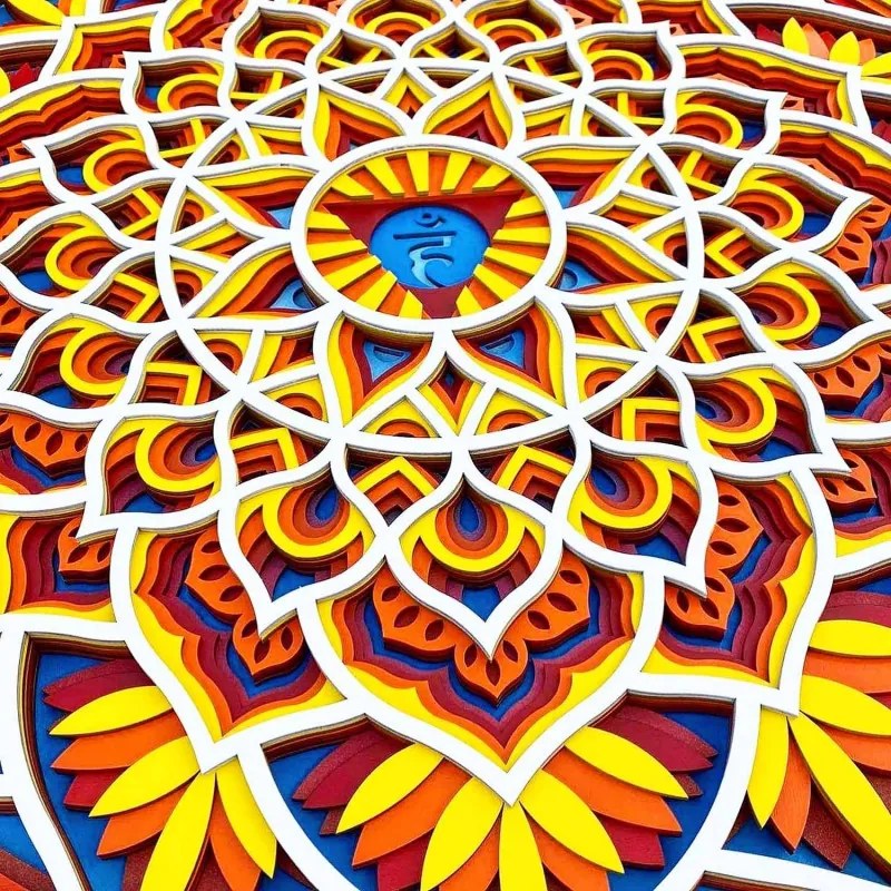 Vyrezávaná drevená 3D mandala na stenu | SENTOP PR0460-A
