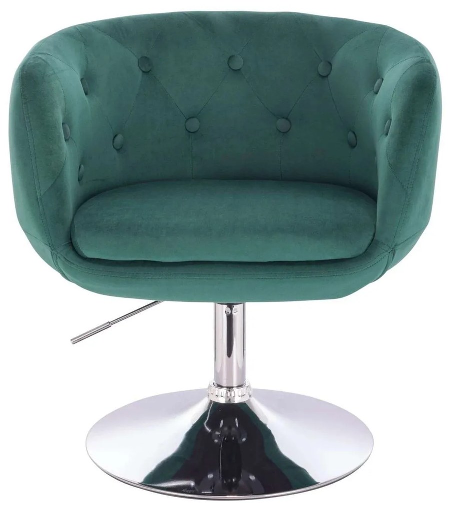 LuxuryForm DESIGN Kreslo MONTANA VELUR na striebornom tanieri - zelené