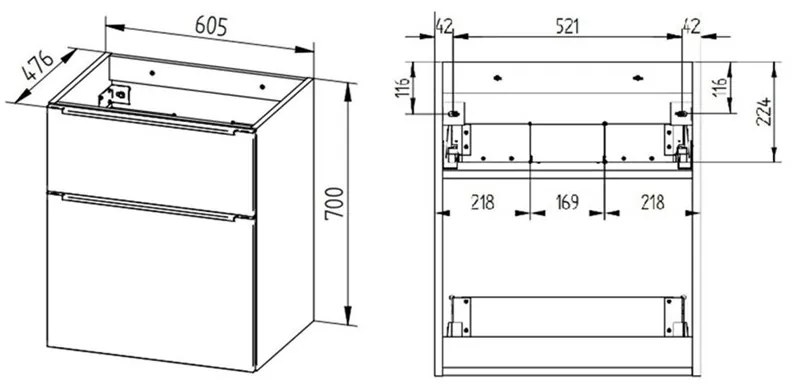 Mereo Mereo, Mailo, kúpeľňová skrinka s umývadlom z liateho mramoru 61 cm, čierne madlo, MER-CN550MB