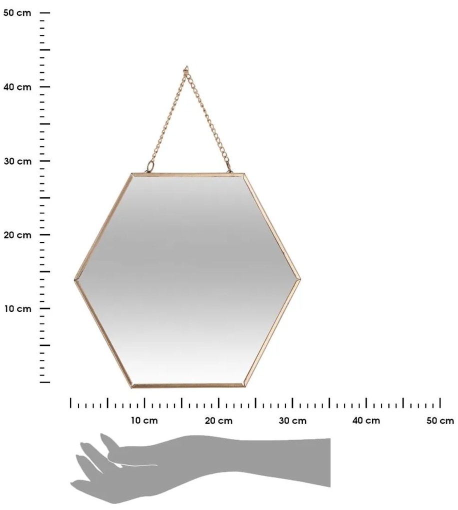 Závesné zrkadlo Hexagon, zlaté, sada 3ks