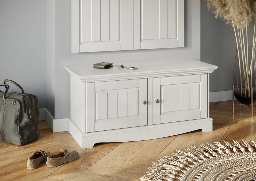 PROXIMA.store - Rustikálny masívny botník 2.0 - BELLUNO ELEGANTE FARBA: biela