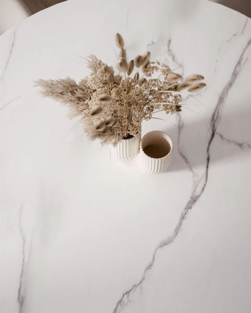 OKRÚHLY JEDÁLENSKÝ STÔL PASCAL CHRÓM + KERAMICKÁ DOSKA MRAMOR 90 cm