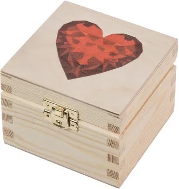 ČistéDřevo Drevená krabička XVI so srdiečkom