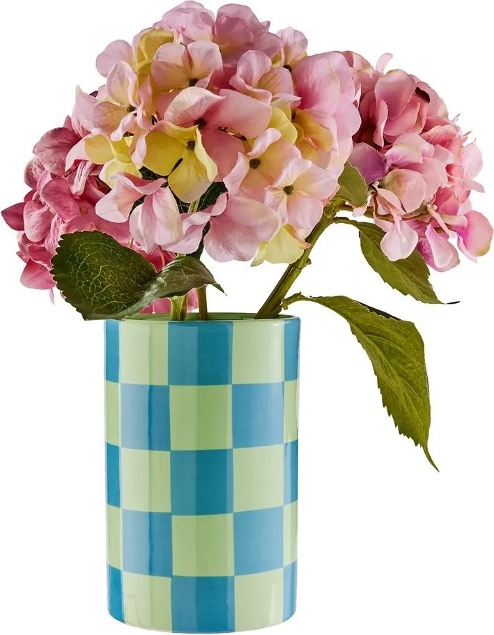 CHECKER Váza 20 cm - zelená/modrá