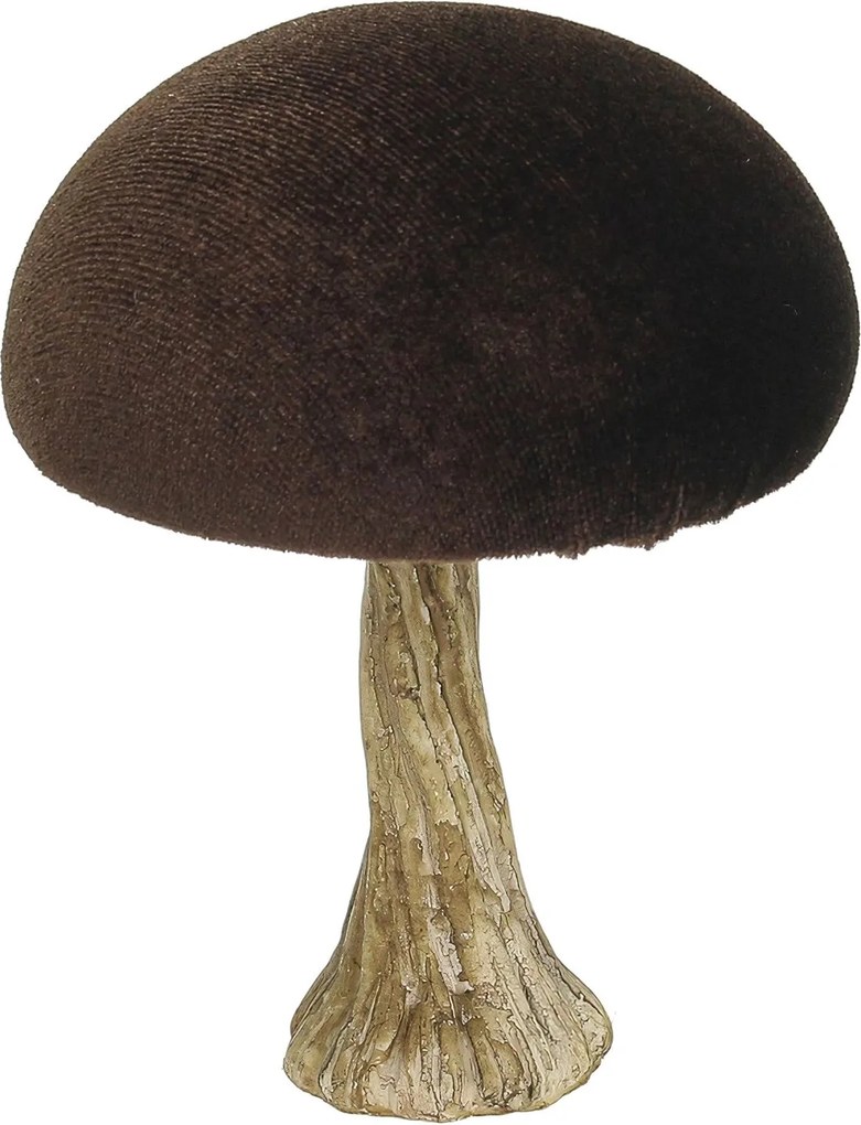 Dekorácia Velvet Mushroom 10 cm brown