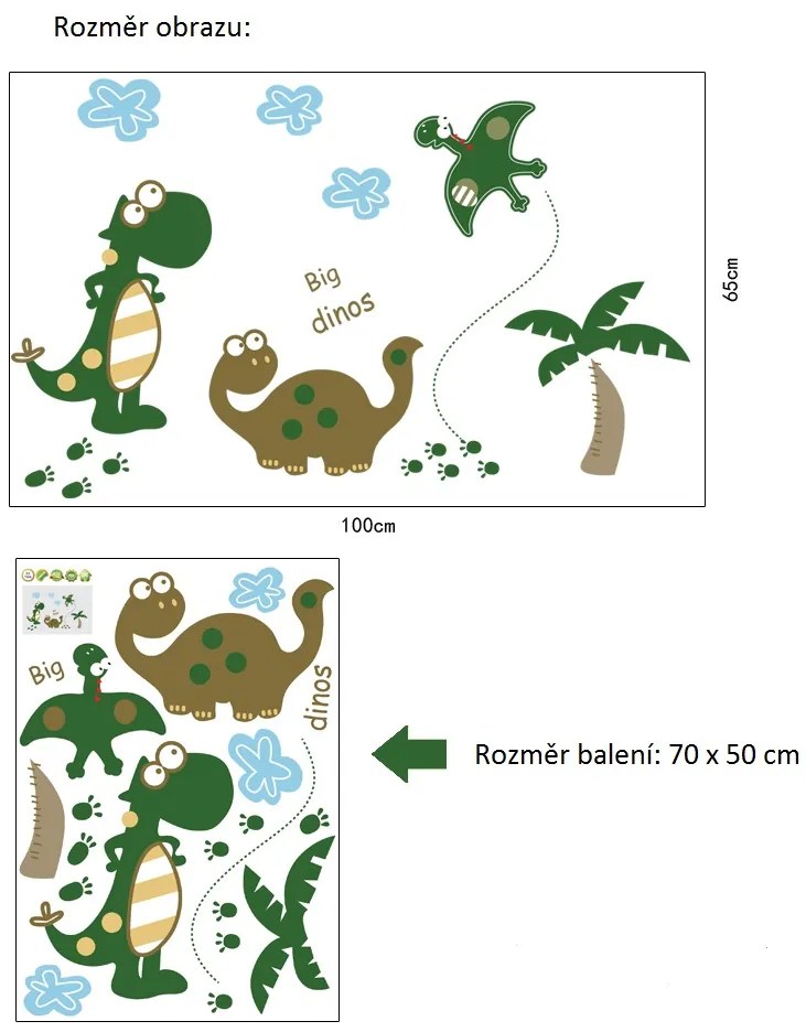 Veselá Stena Samolepka Kreslené Dinosaure