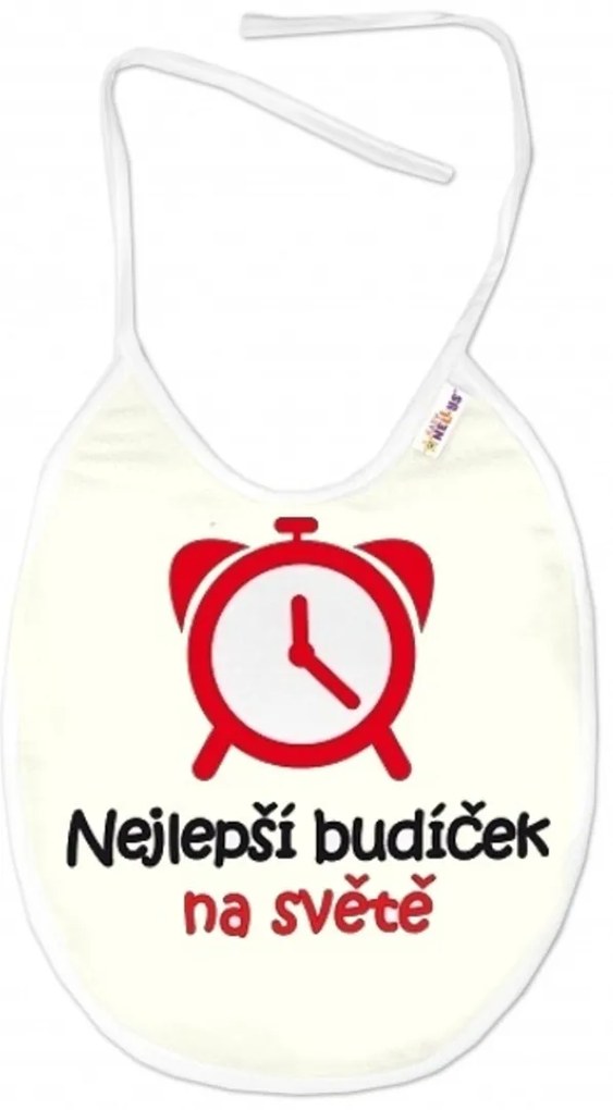 Nepremokavý podbradník, 24 x 27 cm - Nejlepší budíček na světě, Baby Nellys  - smotanový