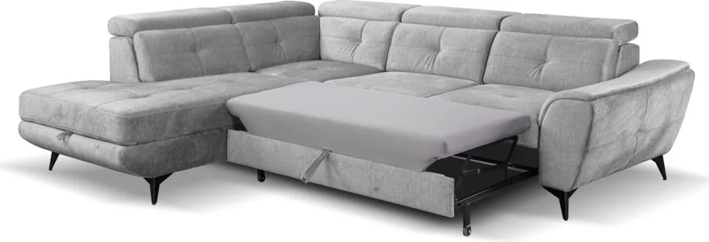 Rohová sedacia súprava Sergio, svetlo šedá látka, ľavý roh