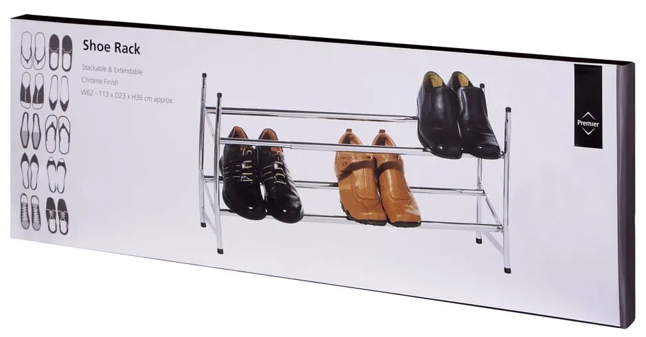 Kovový teleskopický stojan na topánky v striebornej farbe – Premier Housewares