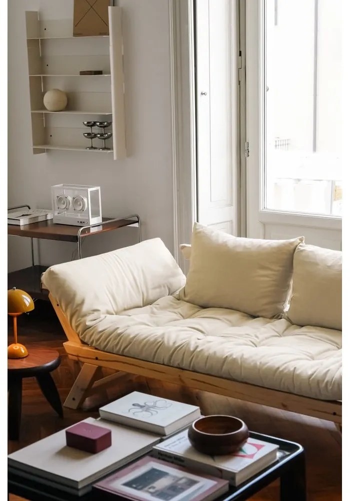 Rozkladacia pohovka so zeleným poťahom Karup Design Bebop Natural/Olive Green